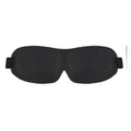 Black 3D contoured sleep mask with elastic strap on a white background