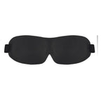 Black 3D contoured sleep mask with elastic strap on a white background