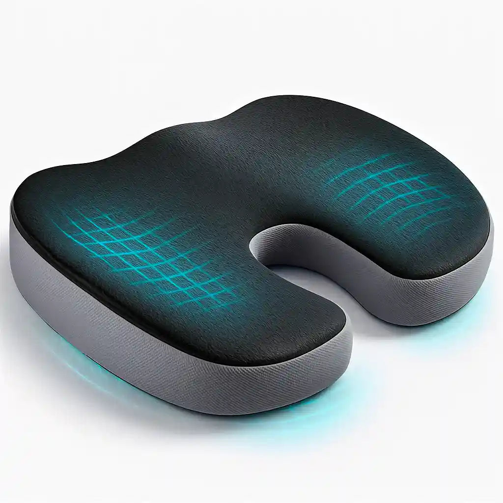 ErgoDrive™ Inclined Car Seat Cushion — ergonomic memory foam for driving back pain relief