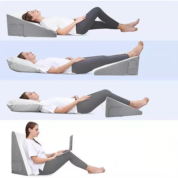 RestEase Reading Pillow — in use, different postures and positions