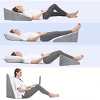 SleepWell wedge pillow used under the back, under the legs and as a sitting backrest