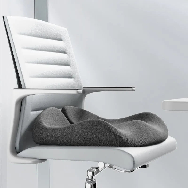 ErgoPro Office Chair Cushion — on white office chair, top view
