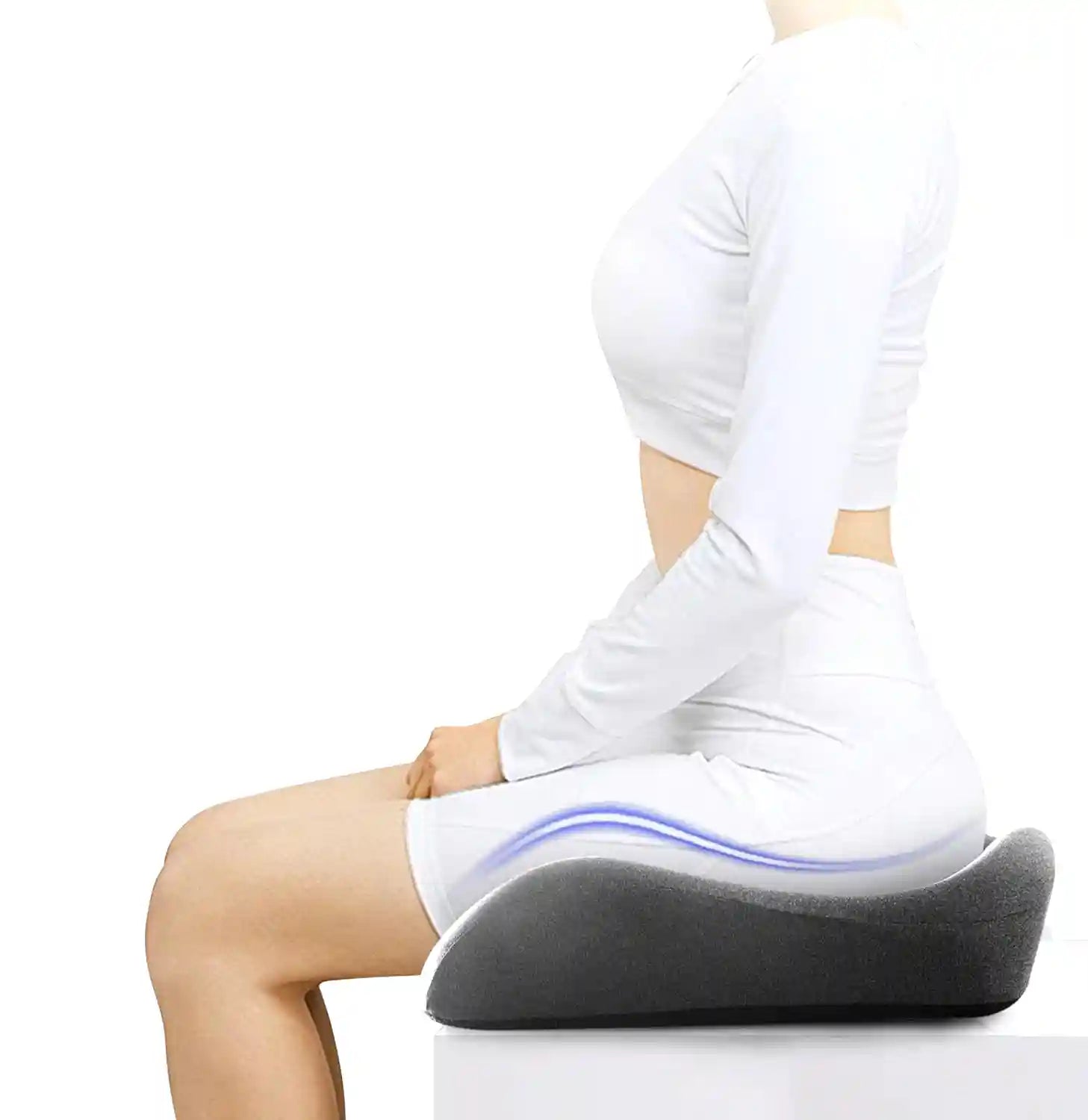 ErgoPro Memory Foam Office Chair Cushion — side profile view on desk chair