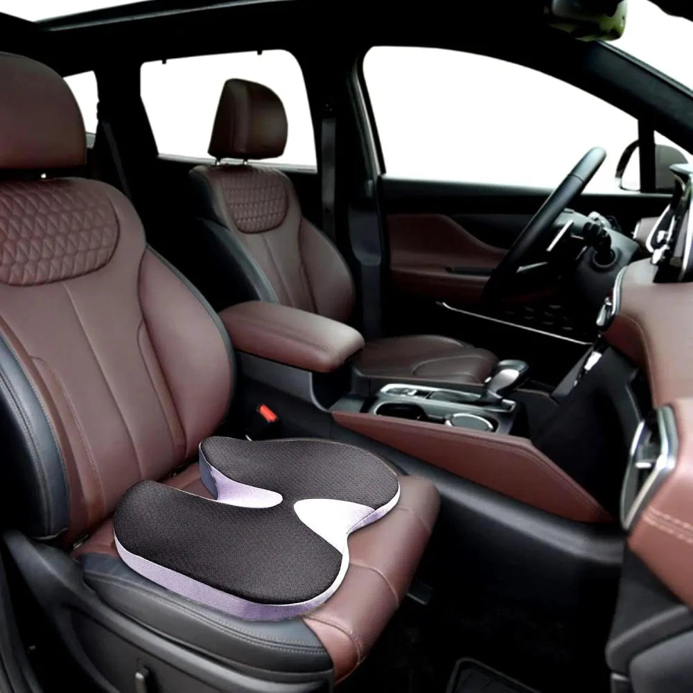 ErgoBack™ Lumbar Support Cushion — in use on car seat