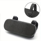 CloudArm armrest pad with two buckle straps, with an inset of the dotted underside