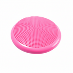 Pink inflatable wobble cushion showing the side with fine nubs
