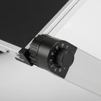 Close-up of the DeskRise numbered adjustment knob on the aluminum frame