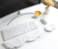WristWing memory foam keyboard wrist rest set — main view on a white desk