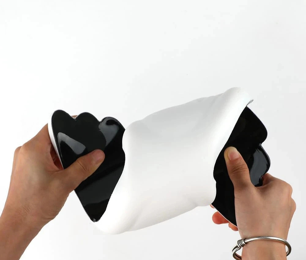 WristWing wrist rest — soft memory foam squeeze demonstration