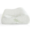 ZenSleep wave-shaped memory foam pillow with white bamboo-leaf print knit cover