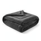 Folded dark gray plush weighted blanket