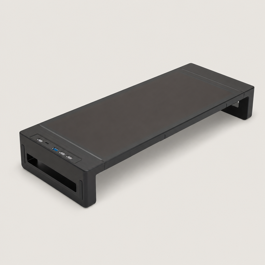 DeskCommand™ Monitor Stand with Drawer and USB Ports