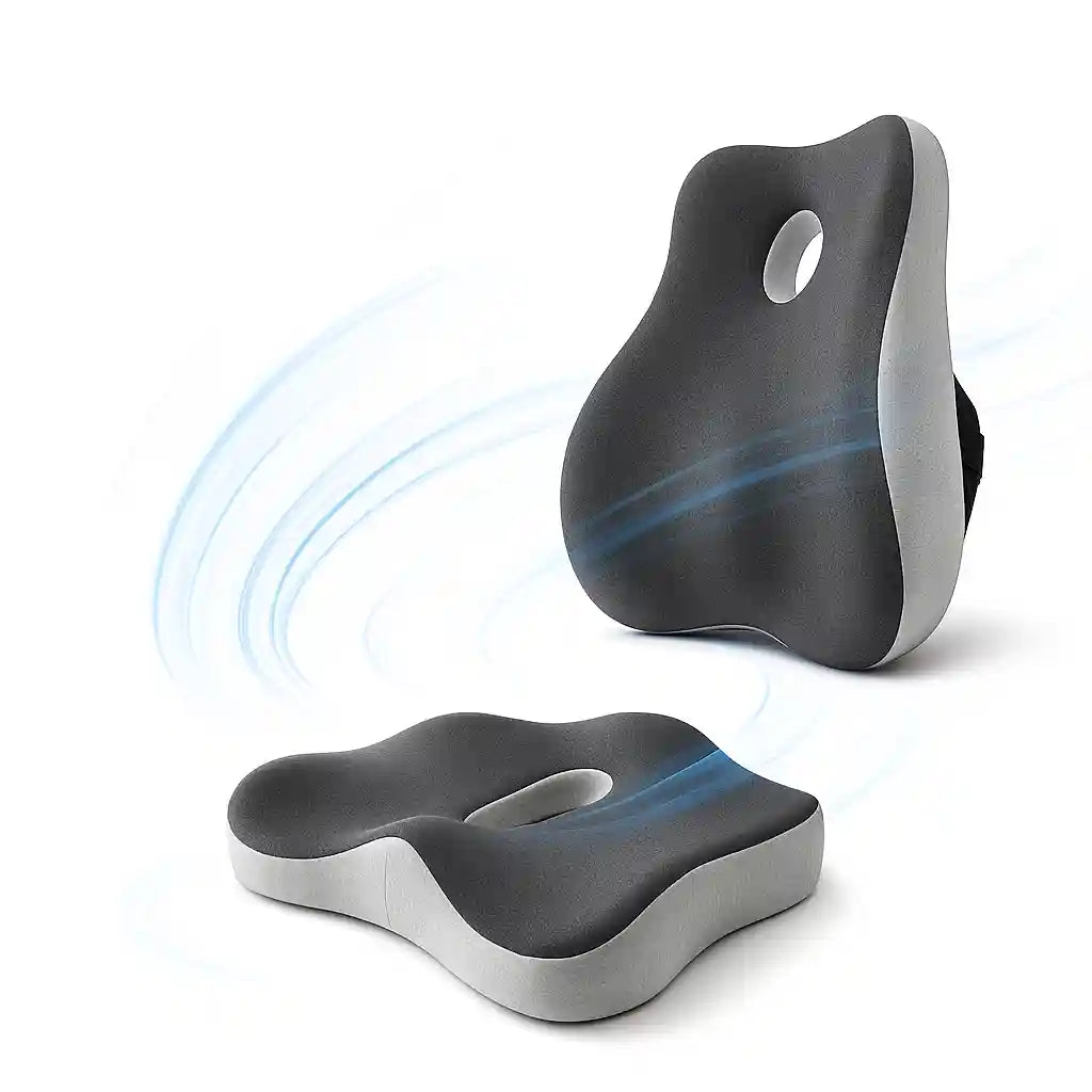 ErgoCore lumbar support pillow with ergonomic contour for lower back pain relief