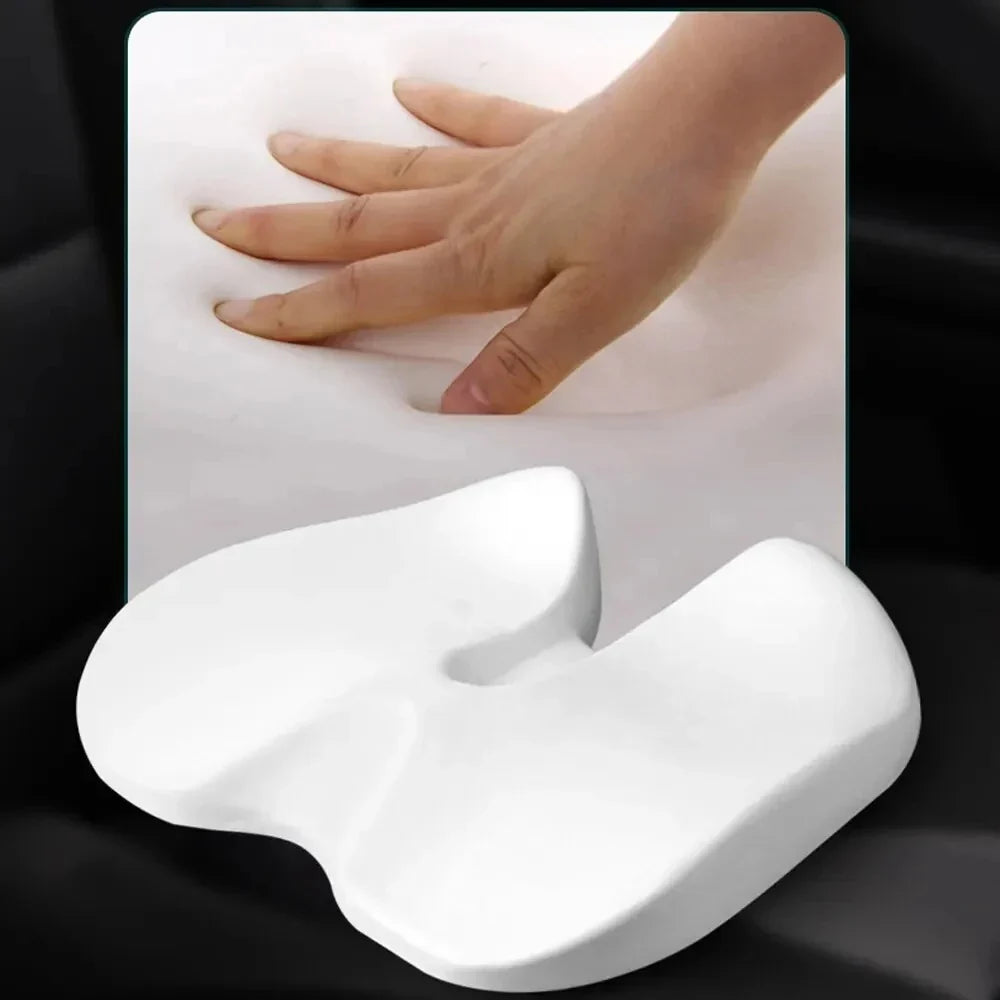 ErgoDrive white memory foam core without cover, pressed by hand