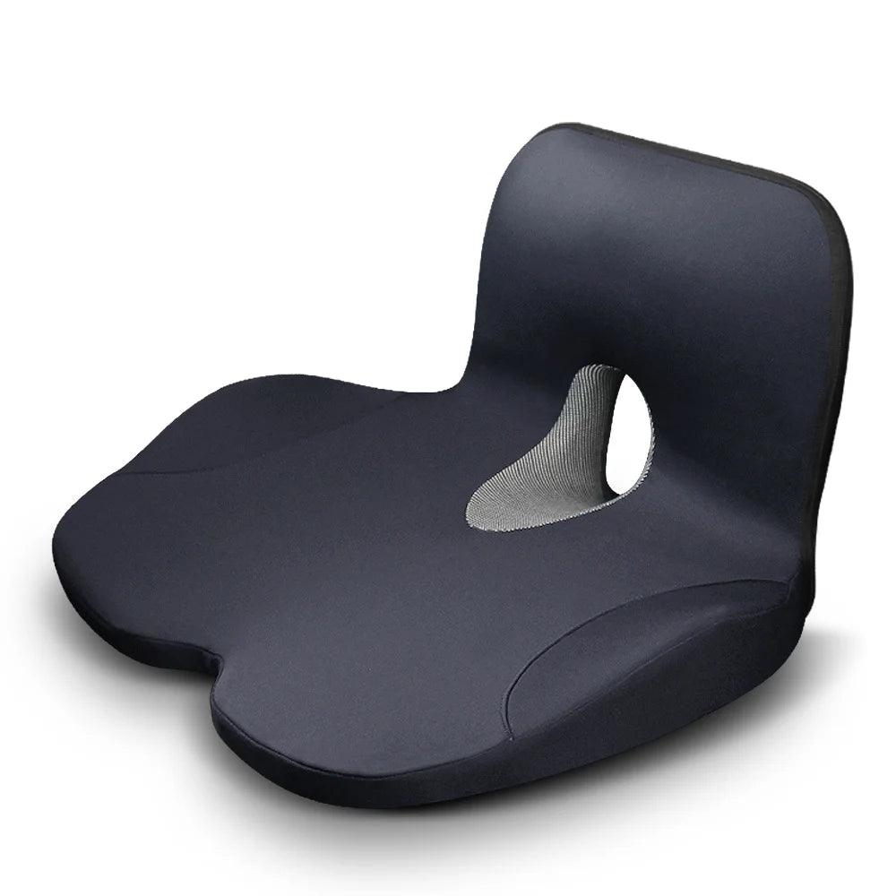 ErgoWrap lumbar pillow and seat cushion together on office chair for full support