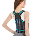FlexBrace posture corrector worn on upper back showing spine alignment support with adjustable straps