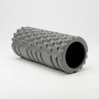 FasciaFlow textured roller in gray, hollow core visible
