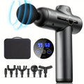 PulseEase™ Deep Tissue Percussion Massage Gun — 30 Speeds — main view with carry case + 7 attachments