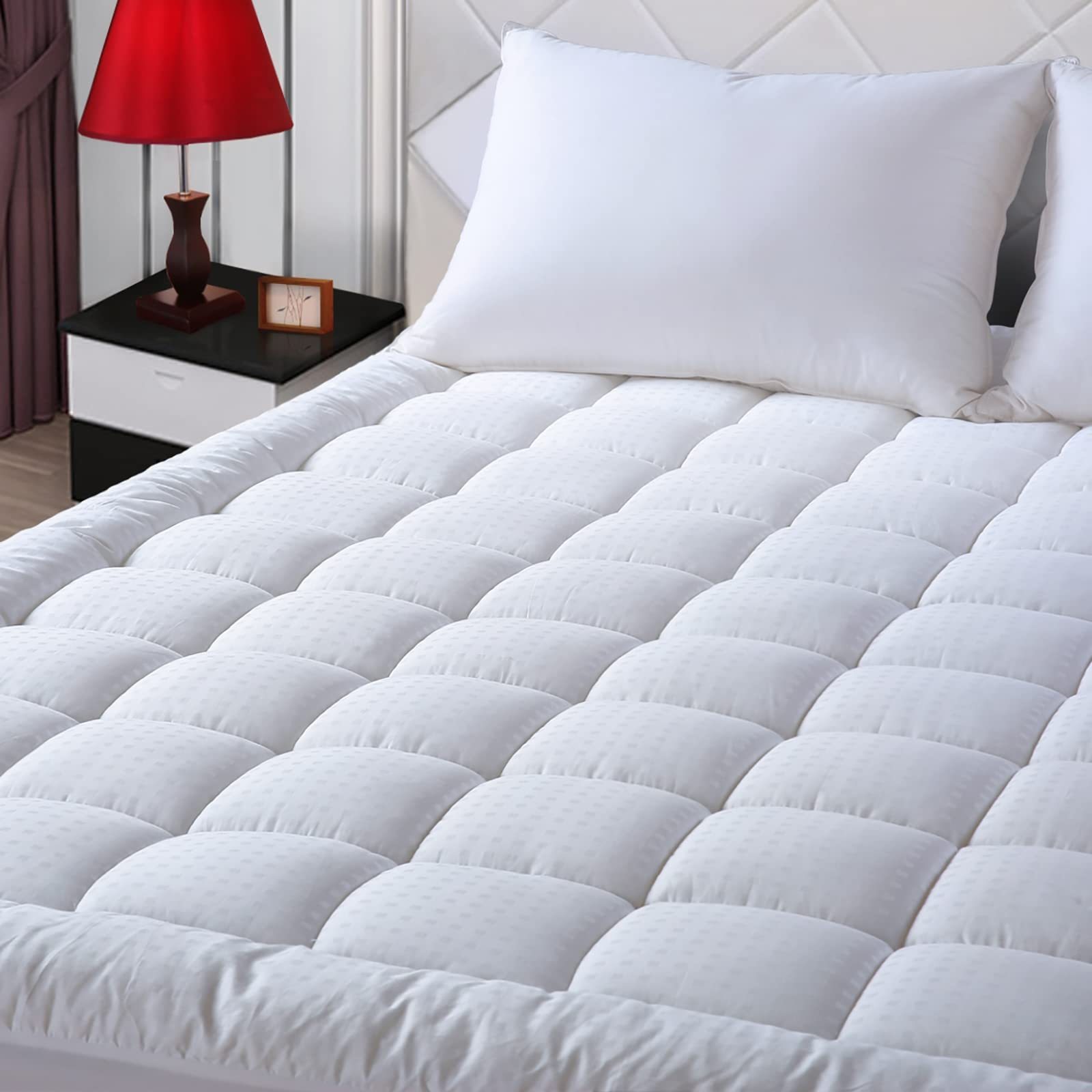 CloudQuilt™ Cooling Pillow-Top Mattress Topper — bedroom detail view