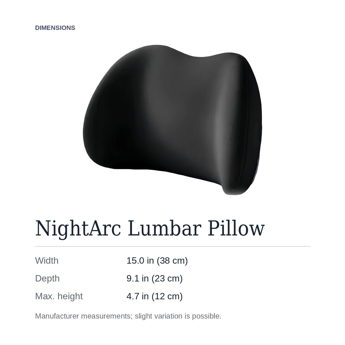 NightArc dimensions: 15.0 in wide, 9.1 in deep, 4.7 in at its highest point