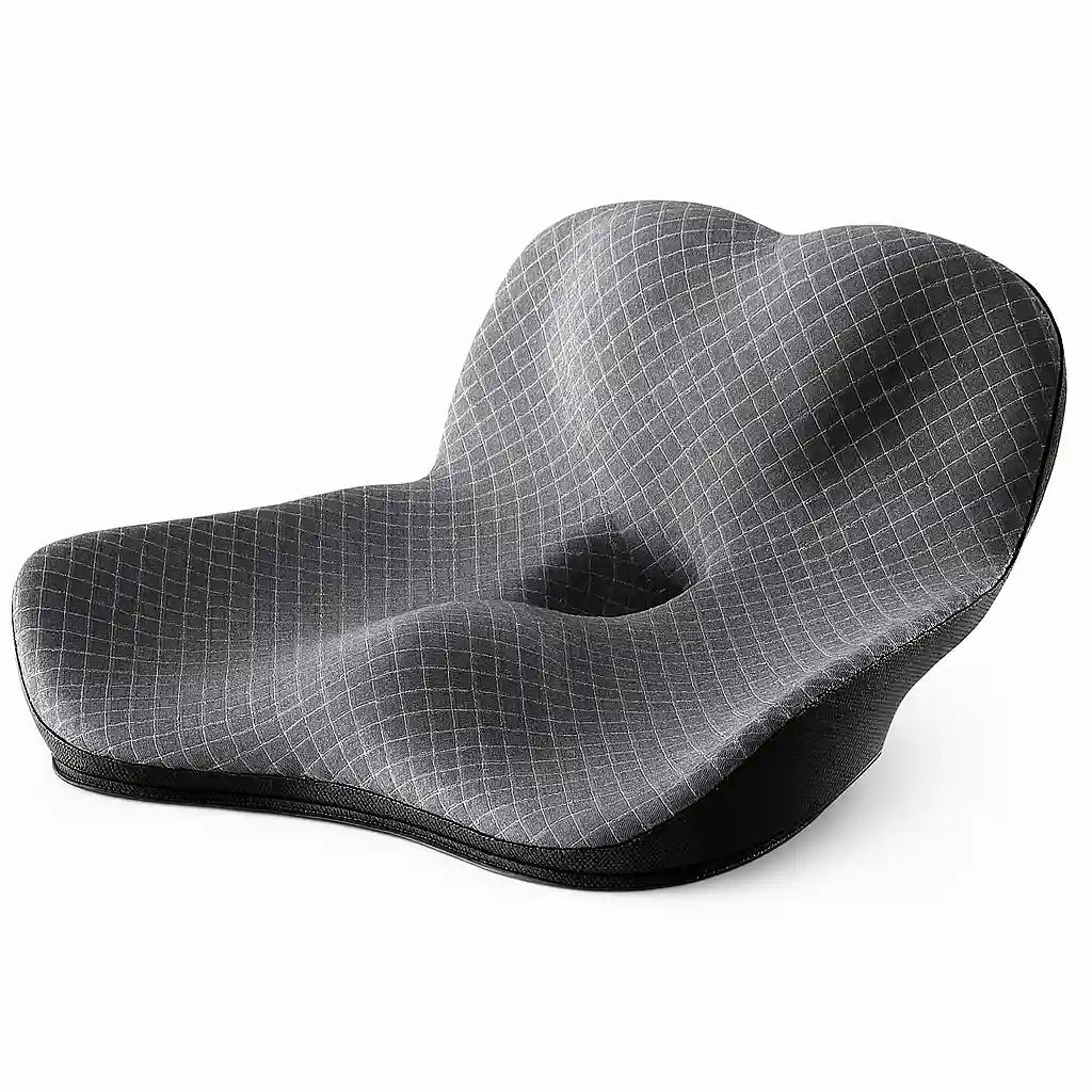 ReliefCore coccyx seat cushion contoured memory foam with U-cut tailbone relief
