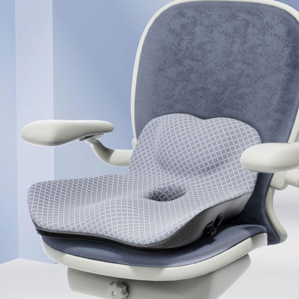 ReliefCore coccyx seat cushion on car seat for pain-free driving