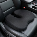 Close-up of the SciatiGuard U-cutout and mesh top on a car seat