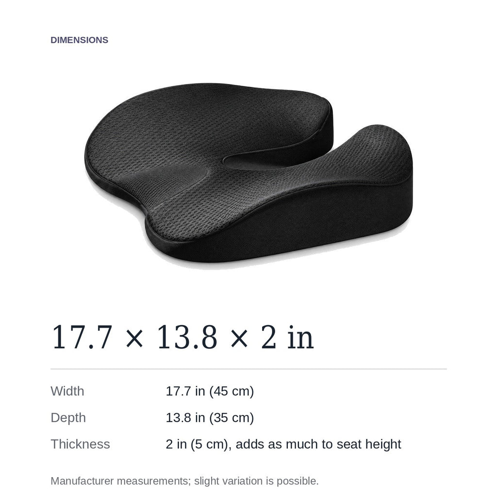 SciatiGuard dimensions: 17.7 × 13.8 in, 2 in thick