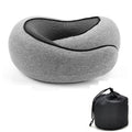 VoyaRest travel neck pillow in light grey with carry bag