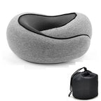 VoyaRest travel pillow in light gray with overlapping front ends
