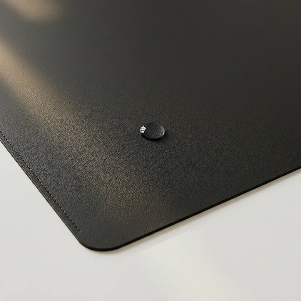DeskLux™ PU Leather Desk Mat — waterproof detail close-up