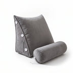 Gray WedgeRest pillow with its bolster unbuttoned and set in front of it